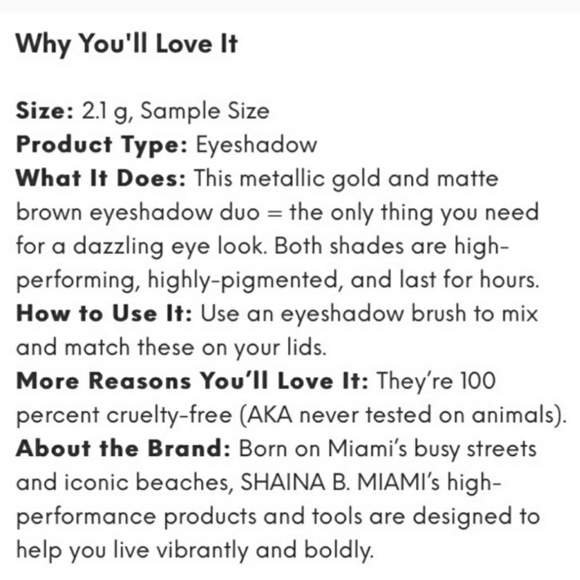 Shaina B. Miami Eyeshadow Duo Soca & Bacchanal - Picture 6 of 6